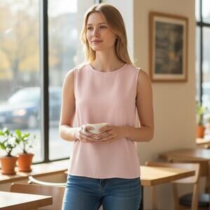 Vintage Notations Polyester Blouse Pink Sleeveless Professional Tank